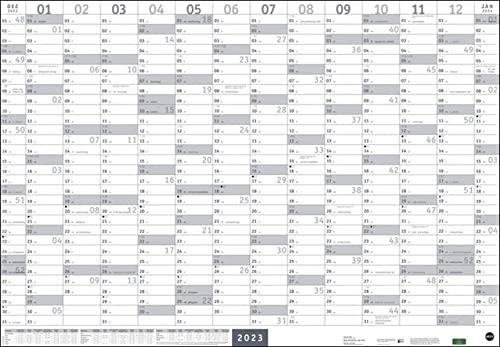 Mega-Posterplaner, silber - großer Jahresplaner - Vorderseite Querformat - Rückseite Hochformat - Bürokalender - Wandkalender 2023 - Ferientermine, Feiertage - 68 x 98 cm