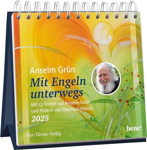 Wochenkalender 2025: Mit Engeln unterwegs: Mit 53 Texten von Anselm Grün und Bildern von Eberhard Münch | Tischkalender zum Aufstellen mit Engel-Motiven, aufbauende Impulse für jede Woche