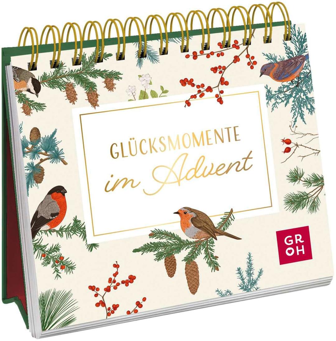 Glücksmomente im Advent: Kleiner Tischaufsteller mit lieben Wünschen und Impulsen für die Weihnachtszeit, mit Glanzfolie auf dem Cover, zum Verschenken und Dekorieren