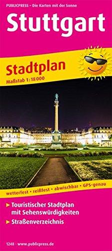 Stuttgart Stadtplan: Touristischer Stadtplan mit Sehenswürdigkeiten und Straßenverzeichnis. 1:18000