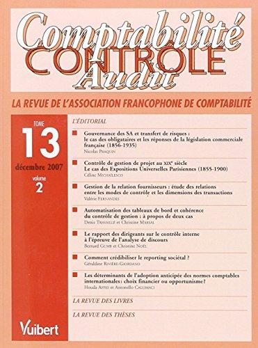 Comptabilite Controle Audit Volume 13 Tome 2 (Annee 2007)