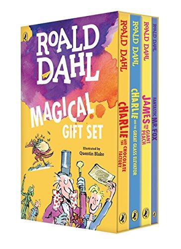 Roald Dahl Magical Gift Set (4 Books): Charlie and the Chocolate Factory, James and the Giant Peach, Fantastic Mr. Fox, Charlie and the Great Glass Elevator