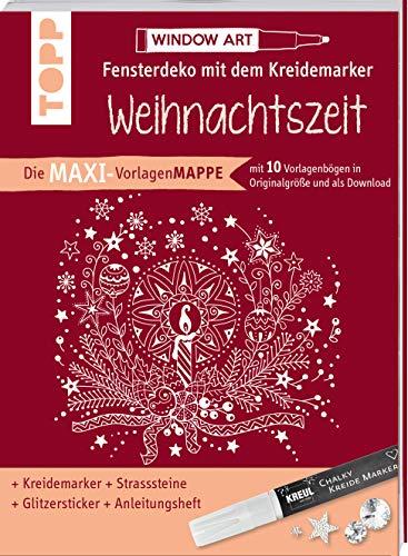 Maxi-Vorlagenmappe Fensterdeko mit dem Kreidemarker - Weihnachtszeit. Inkl. Original Kreul-Kreidemarker, Sticker und Glitzer-Steinchen: 10 ... Ideen, sämtliche Motive als Download