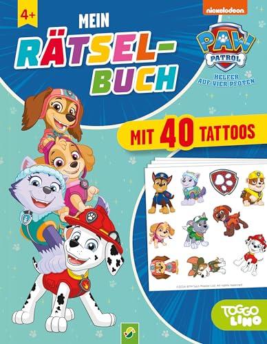 Mein Rätselbuch mit 40 Tattoos: 64 Seiten Rätselspaß | mit 4 Tattoo-Bögen made in Germany mit den Helden der PAW Patrol | hautfreundlich und sicher