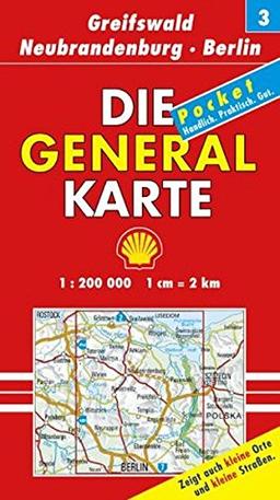 Die Generalkarte Deutschland Pocket. 1:200000: Die Generalkarten Deutschland Pocket, 20 Bl., Bl.3, Greifswald, Neubrandenburg, Berlin