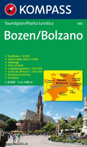 Bozen / Bolzano: Stadtplan 1:8000. Mit Umgebungskarte 1:300000