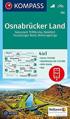 Osnabrücker Land: 4in1 Wanderkarte 1:50000 mit Aktiv Guide und Detailkarten inklusive Karte zur offline Verwendung in der KOMPASS-App. Fahrradfahren. (KOMPASS-Wanderkarten, Band 750)