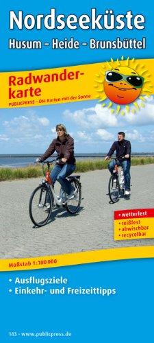 Radwanderkarte Nordseeküste, Husum - Heide - Brunsbüttel: Mit Ausflugszielen, Einkehr- & Freizeittipps, reißfest, wetterfest, abwischbar. 1:100000