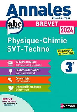 Physique chimie, SVT, techno 3e : brevet 2024