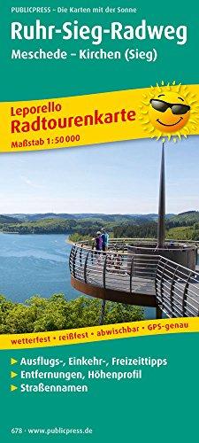 Ruhr-Sieg-Radweg, Meschede - Kirchen (Sieg): Leporello Radtourenkarte mit Ausflugszielen, Einkehr- & Freizeittipps, Straßennamen,wetterfest, reißfest, abwischbar, GPS-genau. 1:50000