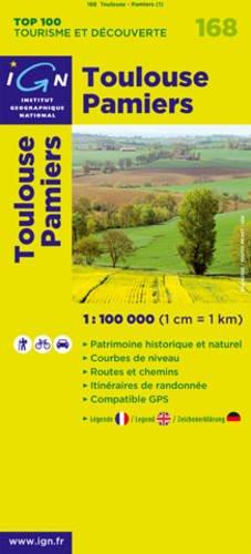 Toulouse Pamiers 1 : 100 000: Patrimoine historique et naturel / Courbes de niveau / Routes et chemins / Itinéaires de randonnée / Compatible GPS (Ign Top 100s)