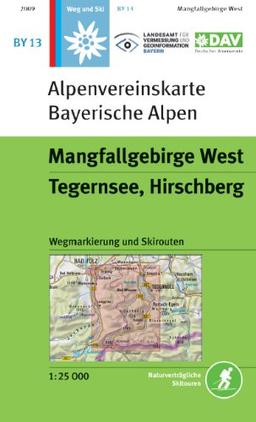 Mangfallgebirge West, Tegernsee, Hirschberg: Topographische Karte 1:25.000 mit Wegmarkierungen und Skirouten (Alpenvereinskarten)