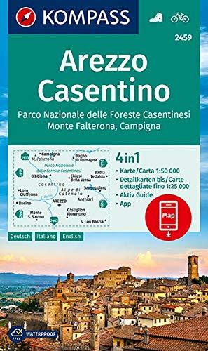 KOMPASS Wanderkarte Arezzo, Casentino, Parco Nazionale delle Foreste Casentinesi, Monte Falterona, Campigna: 4in1 Wanderkarte 1:50000 mit Aktiv Guide ... (KOMPASS-Wanderkarten, Band 2459)