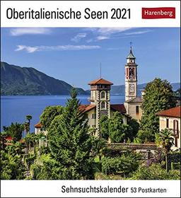 Oberitalienische Seen Sehnsuchtskalender 2021 - Postkartenkalender mit Wochenkalendarium - 53 perforierte Postkarten zum Heraustrennen - zum Aufstellen oder Aufhängen - Format 16 x 17,5 cm