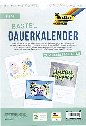 folia 2313 - Dauerkalender mit Spiralbindung, Bastelkalender, DIN A4, weiß - zum Selbstgestalten