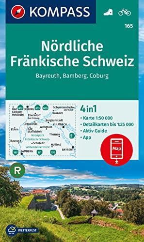 KOMPASS Wanderkarte 165 Nördliche Fränkische Schweiz, Bayreuth, Bamberg, Coburg 1:50.000: 4in1 Wanderkarte mit Aktiv Guide und Detailkarten inklusive ... Verwendung in der KOMPASS-App. Fahrradfahren.