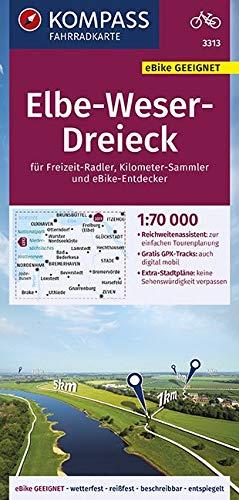 KOMPASS Fahrradkarte Elbe-Weser-Dreieck 1:70.000, FK 3313: reiß- und wetterfest mit Extra Stadtplänen (KOMPASS-Fahrradkarten Deutschland, Band 3313)