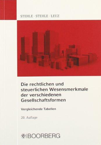 Die rechtlichen und steuerlichen Wesensmerkmale der verschiedenen Gesellschaftsformen: Vergleichende Tabellen