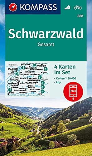 KOMPASS Wanderkarte Schwarzwald Gesamt: 4 Wanderkarten 1:50000 im Set inklusive Karte zur offline Verwendung in der KOMPASS-App. Fahrradfahren. (KOMPASS-Wanderkarten, Band 888)