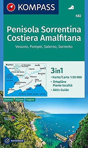 Penisola Sorrentina, Costiera Amalfitana, Vesuvio, Pompei, Salerno, Sorrento: 3in1 Wanderkarte 1:50000 mit Aktiv Guide und Ortsplänen. (KOMPASS-Wanderkarten, Band 682)