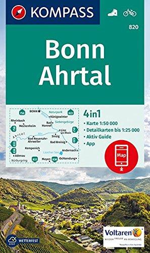 Bonn, Ahrtal: 4in1 Wanderkarte 1:50000 mit Aktiv Guide und Detailkarten inklusive Karte zur offline Verwendung in der KOMPASS-App. Fahrradfahren. (KOMPASS-Wanderkarten, Band 820)