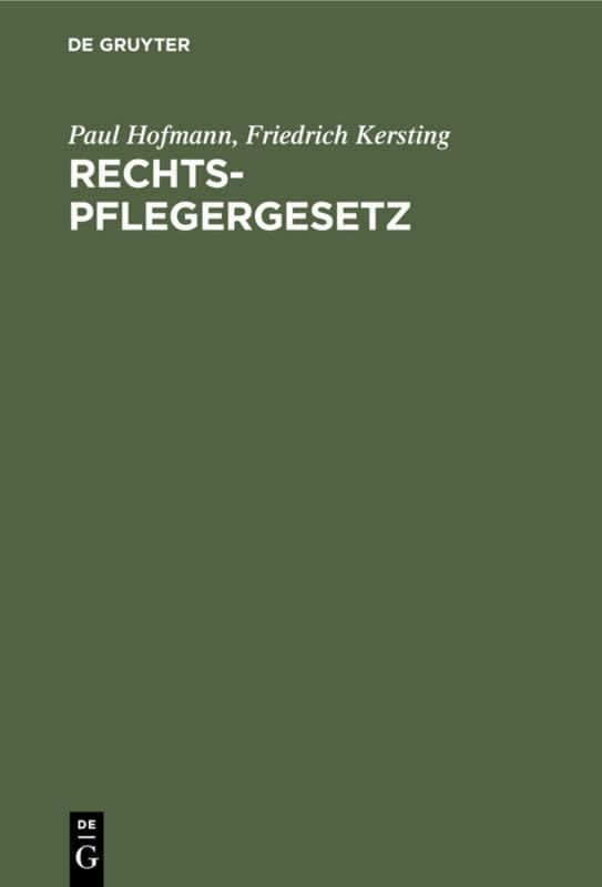 Rechtspflegergesetz: Gesetz über Maßnahmen auf dem Gebiete der Gerichtsverfassung und des Verfahrensrechts vom 8. Februar 1957 (BGBl I S. 18, 44) mit Nachtrag zum Gleichberechtigungsgesetz