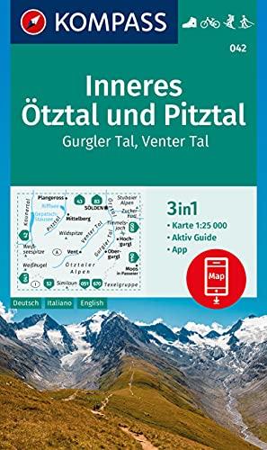 KOMPASS Wanderkarte Inneres Ötztal und Pitztal, Gurgler Tal, Venter Tal: 3in1 Wanderkarte 1:25000 mit Aktiv Guide inklusive Karte zur offline ... Langlaufen. (KOMPASS-Wanderkarten, Band 42)