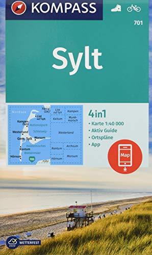 Sylt: 4in1 Wanderkarte 1:40000 mit Aktiv Guide und Ortsplänen inklusive Karte zur offline Verwendung in der KOMPASS-App. Fahrradfahren. (KOMPASS-Wanderkarten, Band 701)