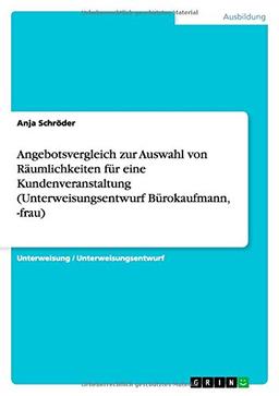 Angebotsvergleich zur Auswahl von Räumlichkeiten für eine Kundenveranstaltung (Unterweisungsentwurf Bürokaufmann, -frau)