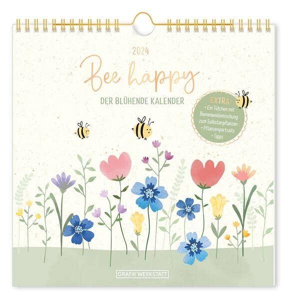 Wandkalender quadratisch 2024 Bee happy: Wandkalender