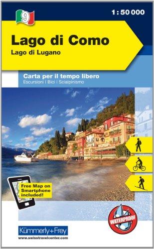 Lago di Como Lago di Lugano: Outdoor Karte Italien Nr. 9, 1:50 000 Freemap on Smartphone included